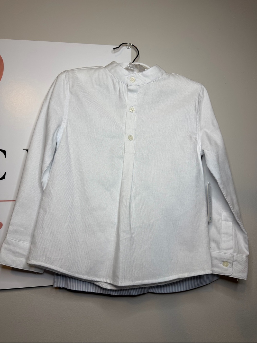 Edgehill Collection White Boys Mandarin-Style Button Down Shirt